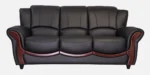 Leatherette 3 Seater Sofa in Eerie Black Colour - Image 5