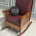 Handcrafted Sheesham Wood Rocking Chair with Plush Cushion Back & Seat – Perfect Blend of Comfort and Elegance