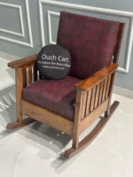 Handcrafted Sheesham Wood Rocking Chair with Plush Cushion Back & Seat – Perfect Blend of Comfort and Elegance