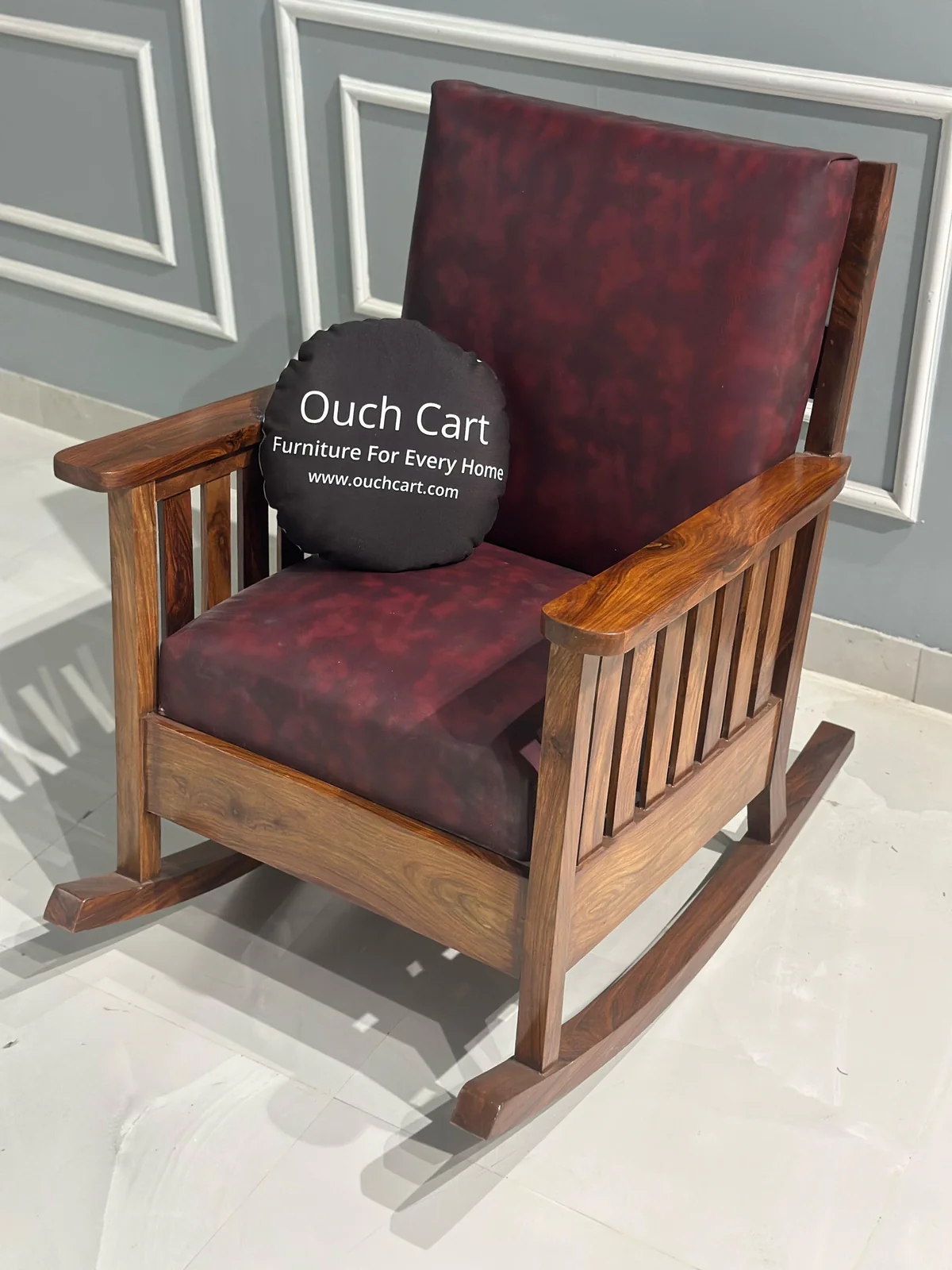 WhatsAppImage2025-03-28at4.29.31PM Handcrafted Sheesham Wood Rocking Chair with Plush Cushion Back & Seat – Perfect Blend of Comfort and Elegance - Image 1