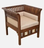 Solid Wood 1 Seater Sofa in Walnut Colour - Image 3