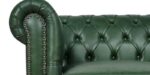 Leatherette Chesterfield 2 Seater Sofa In Olive Green Finish - Image 5