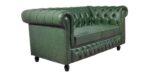 Leatherette Chesterfield 2 Seater Sofa In Olive Green Finish - Image 2