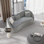 Ryan Gray Velvet Upholstered Sofa 3-Seater Sofa Solid Wood Frame - Image 6