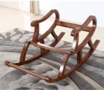 Handcrafted Teak Wood Modern Ergonomic Rocking Chair (Black) - Image 4