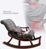Handcrafted Teak Wood Modern Ergonomic Rocking Chair (Black) - Image 2