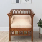 Solid Wood 1 Seater Sofa in Walnut Colour