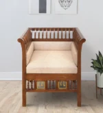 Solid Wood 1 Seater Sofa in Walnut Colour