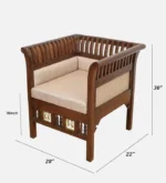 Solid Wood 1 Seater Sofa in Walnut Colour - Image 2
