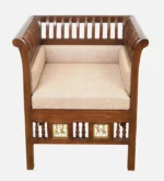 Solid Wood 1 Seater Sofa in Walnut Colour - Image 4